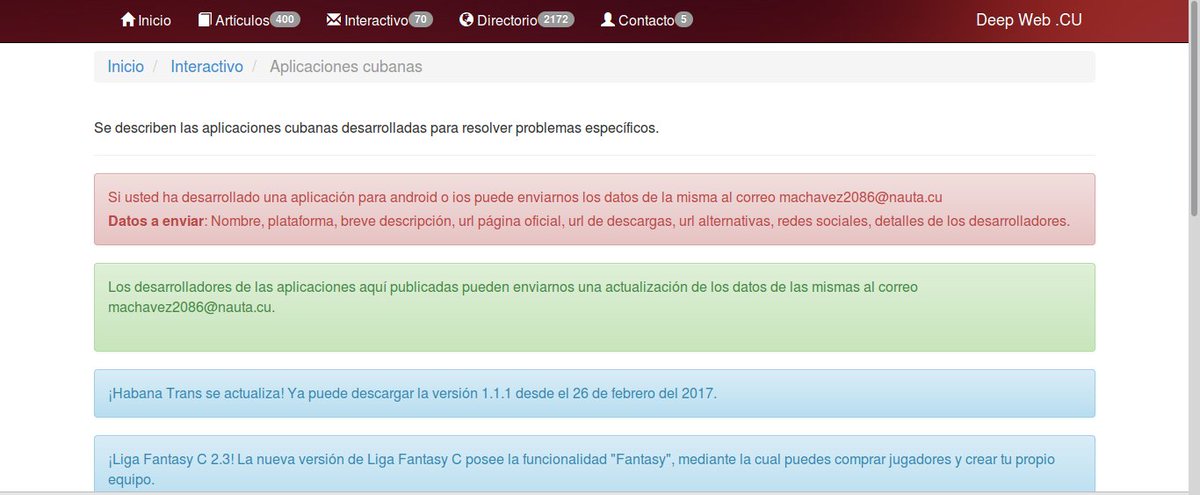 DeepWebCU's tweet image. Agregado en #DeepWebCU apartado de aplicaciones cubanas. Los desarrolladores pueden solicitar incorporar su app, y las novedades. #Cuba
