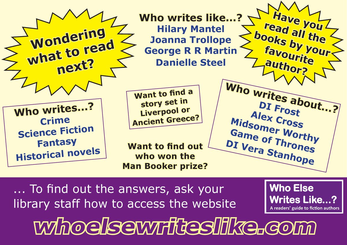 nylibraries's tweet image. Wondering what to read next? Check out #WhoElseWritesLike #free access with a valid library card  ow.ly/tCpF308MLtR #lovereading