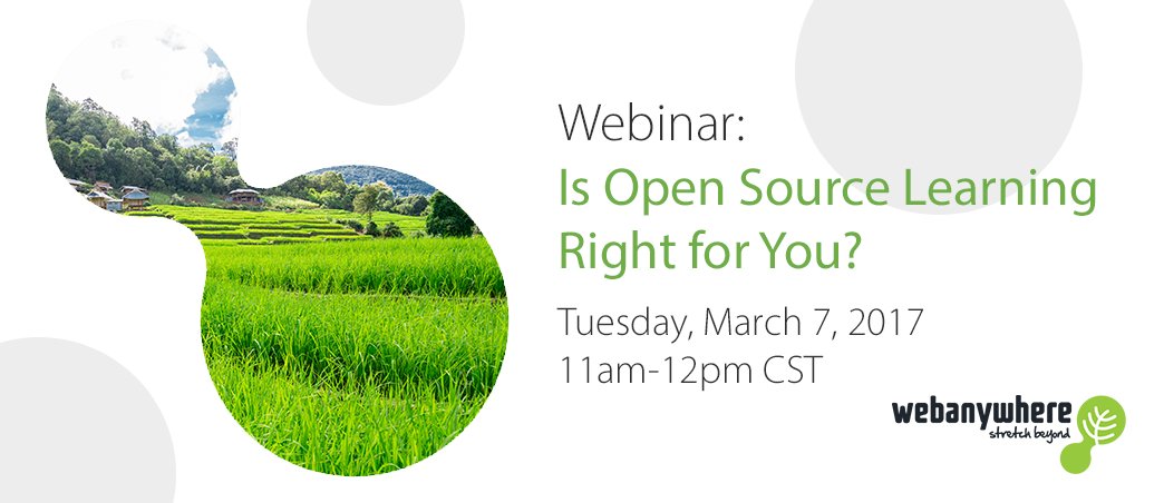webanywhere's tweet image. Not using an #opensourcelms? So many reasons why you should. Join our Webinar March 7th at 5pm GMT to find out more. ow.ly/d267309oAIv