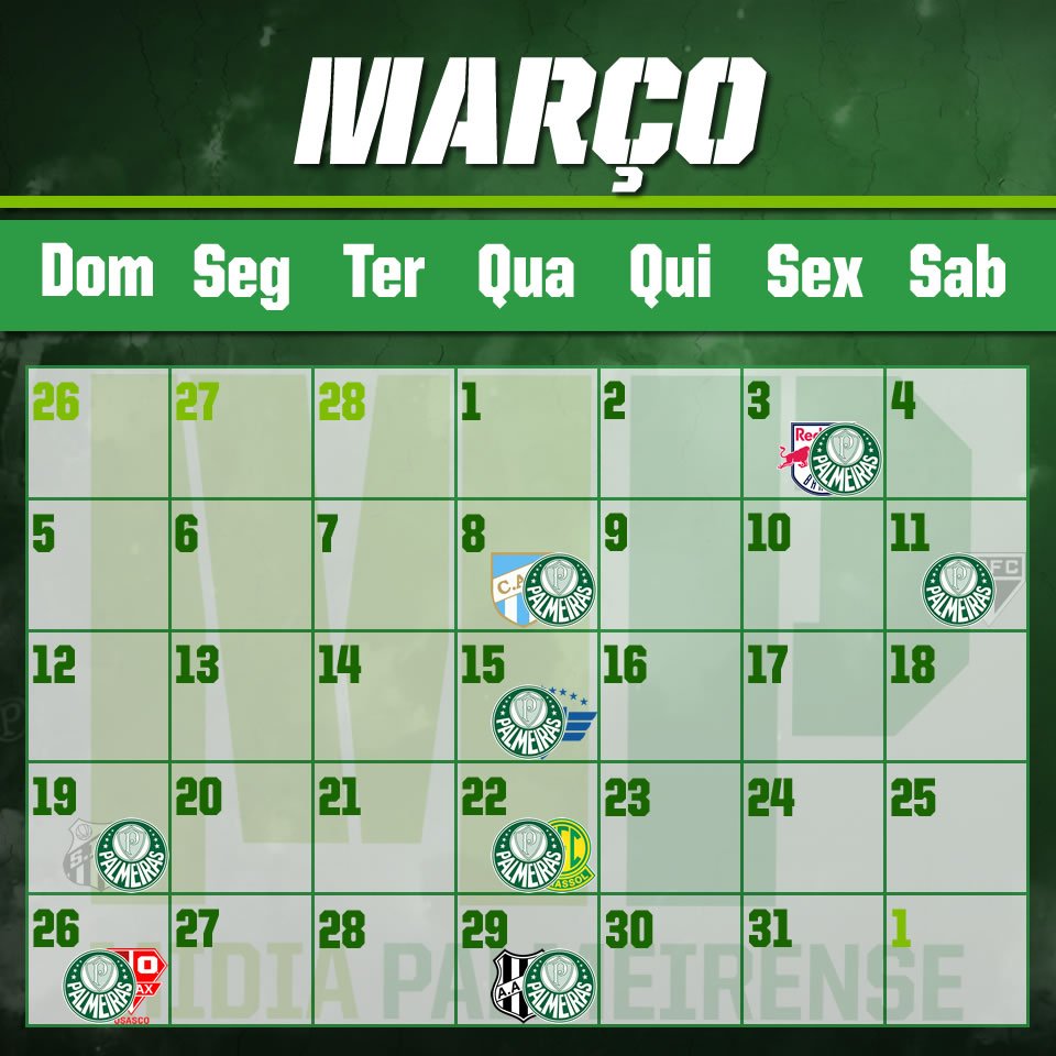 Calendário de jogos do Palmeiras em junho é definido