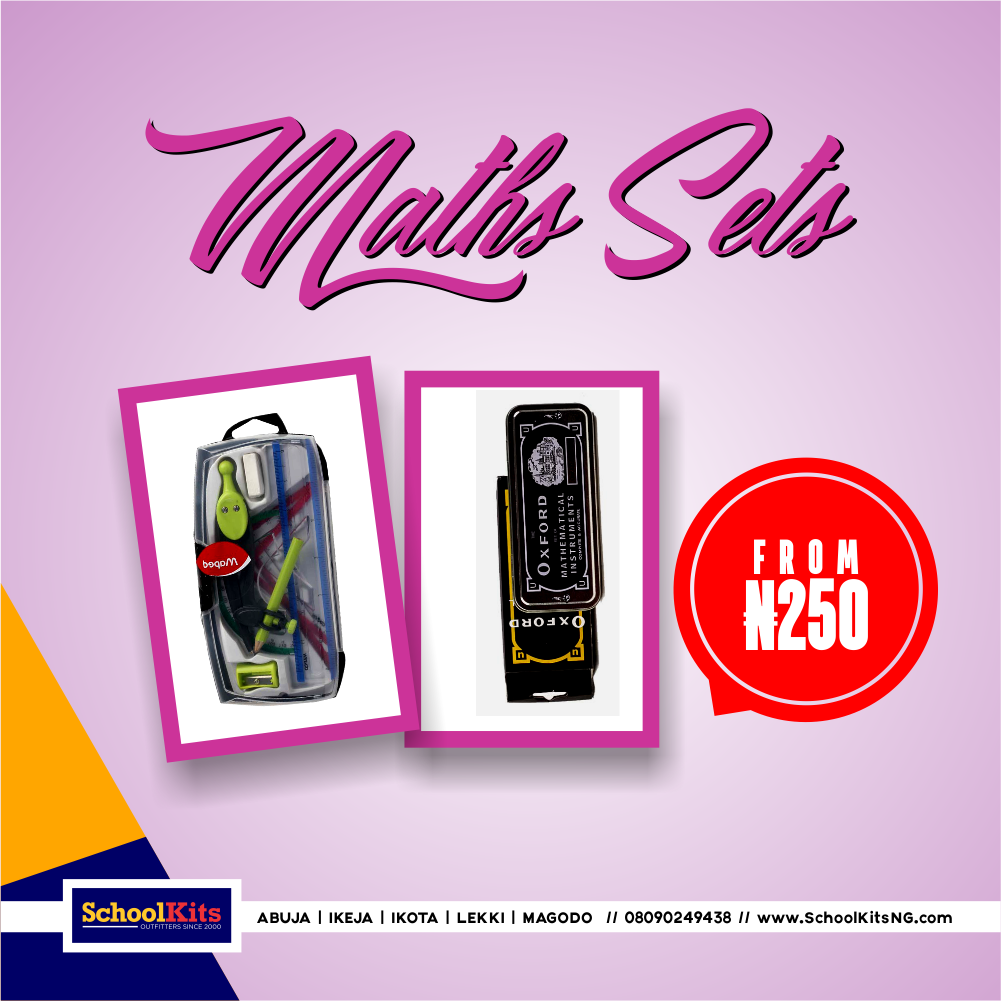 Skitng's tweet image. Taking an entrance exam soon? Shop for Maths Sets here: goo.gl/CPd0lS from N250 or visit a #SchoolKits store. #GetTheBasics