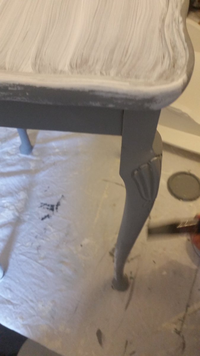 Another piece I am working on at the moment. I love to use a range of paints. This one is in a chalk paint grey.