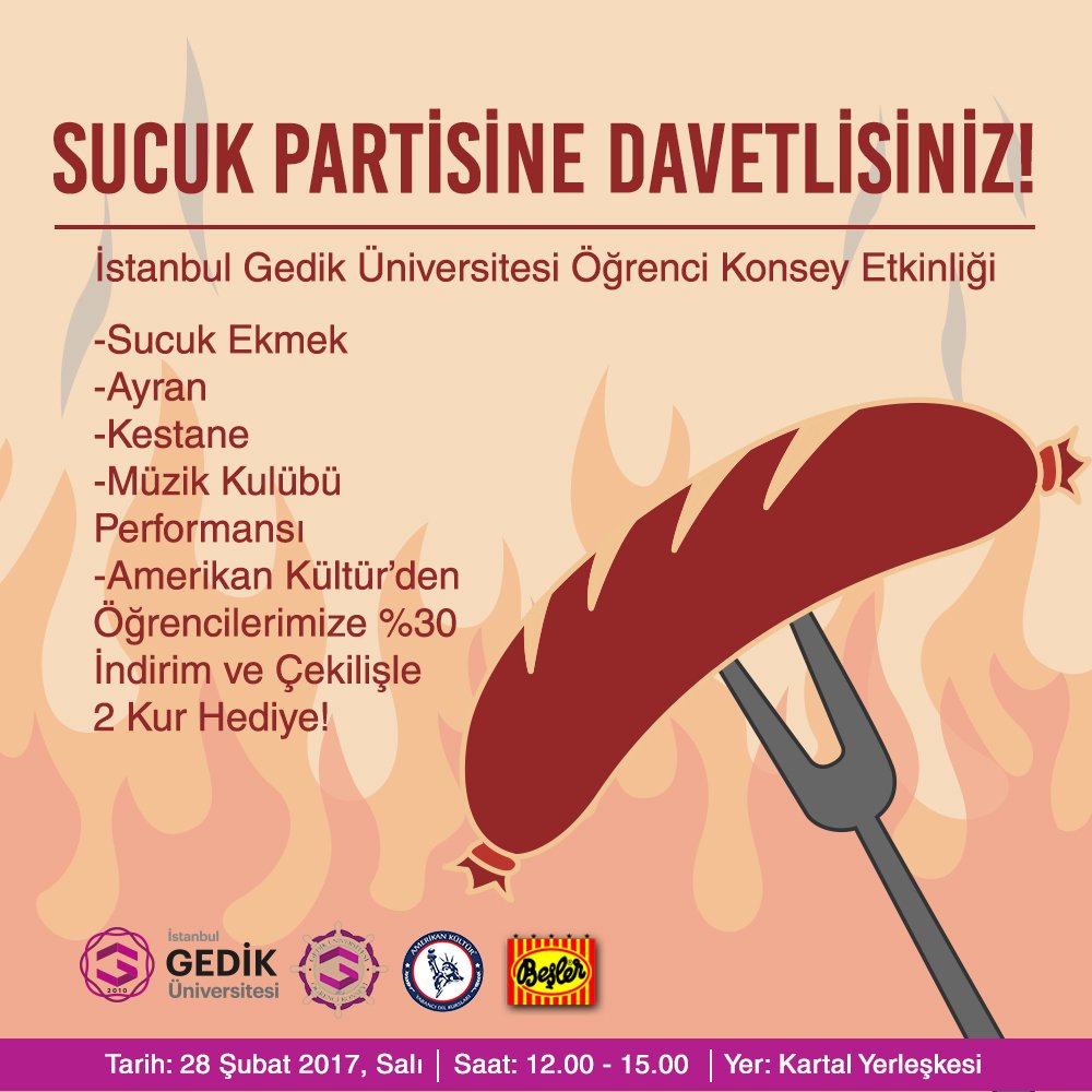 gedikedu's tweet photo. #Üniversitesi Öğrenci Konsey Etkinliği olan Sucuk Partisine Tüm Öğrencilerimiz Davetlidir! https://t.co/EZWvz4cpP4