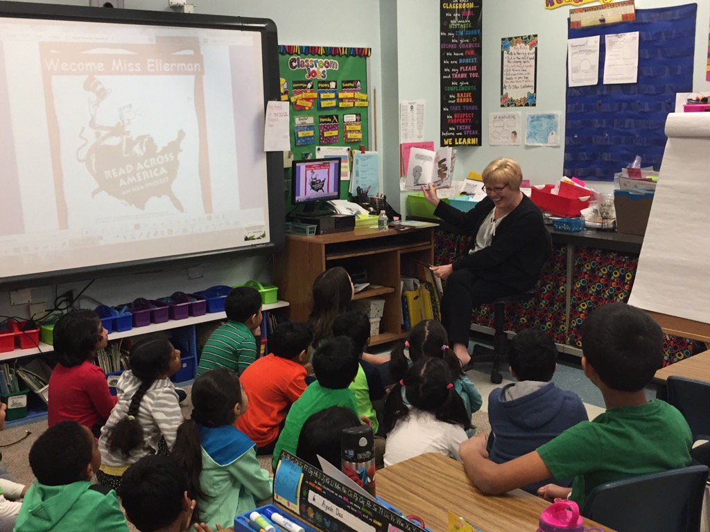Thank you to Miss Ellermann, our guest reader,  for kicking off Read Across America week!  <a href="/MenloParkSchool/">MenloPark ES</a>