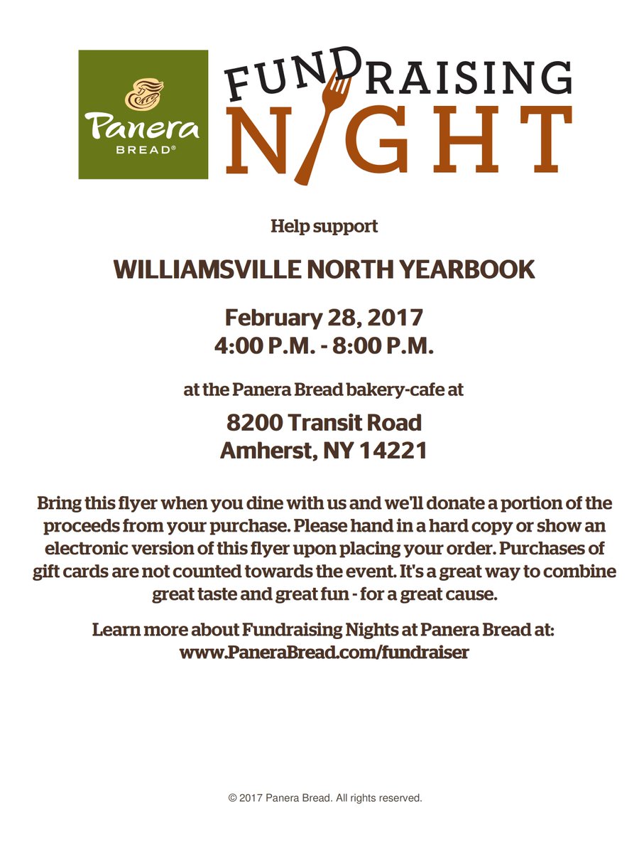squallyearbook's tweet photo. Join us tomorrow night at Panera Bread on Transit 4-8- help support North's Yearbook! https://t.co/8uAaW4CHt0