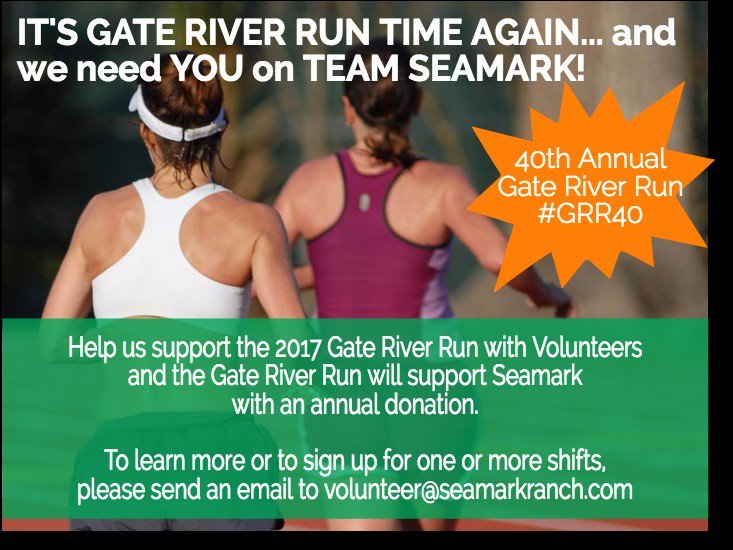 SeamarkRanch's tweet photo. A race as big as the Gate River Run needs LOTS of volunteers! If Team Seamark provides 60 or more volunteer ho... https://t.co/y5dL6NvxDW