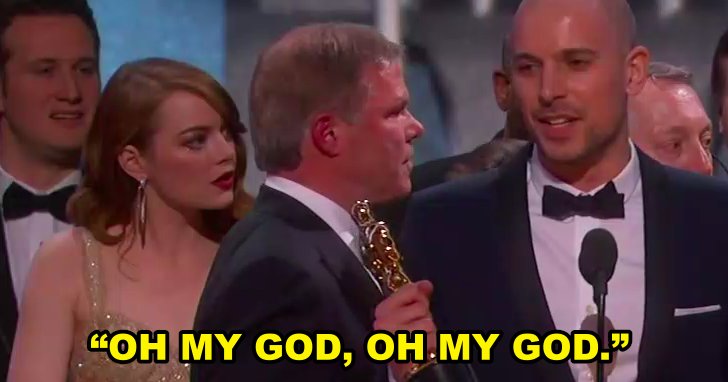 BuzzFeed's tweet photo. Here’s the exact moment Emma Stone and Ryan Gosling realized "La La Land" didn’t actually win Best Picture 
https://t.co/UypwFVdf5K https://t.co/BllxCEA0Hd
