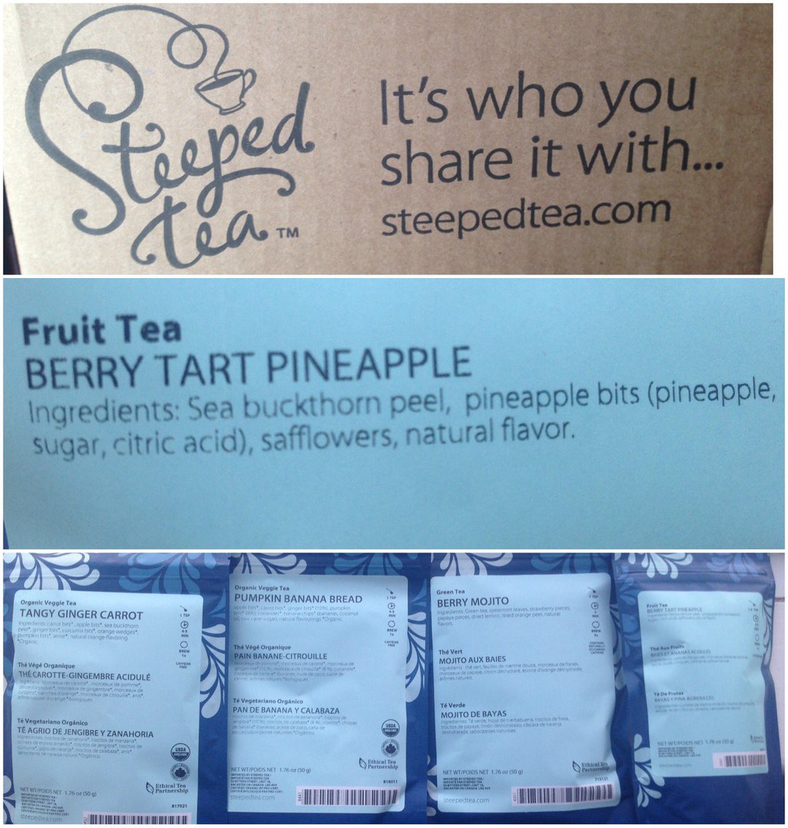 ShelbySomers's tweet photo. I got mail! No occasion gifts are such a surprise! Thank you, @SteepedKatie #SteepedTea #WhatEvenIsSeaBuckthornPeel ? #PuttingOnTheKettle #❤ https://t.co/aeJKbKZC1C