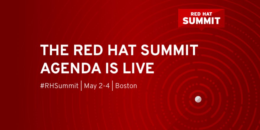 RedHatSummit's tweet photo. The wait is over. The #RHSummit agenda is here: https://t.co/XaSXpHZQNK https://t.co/ofkmaf8iyc