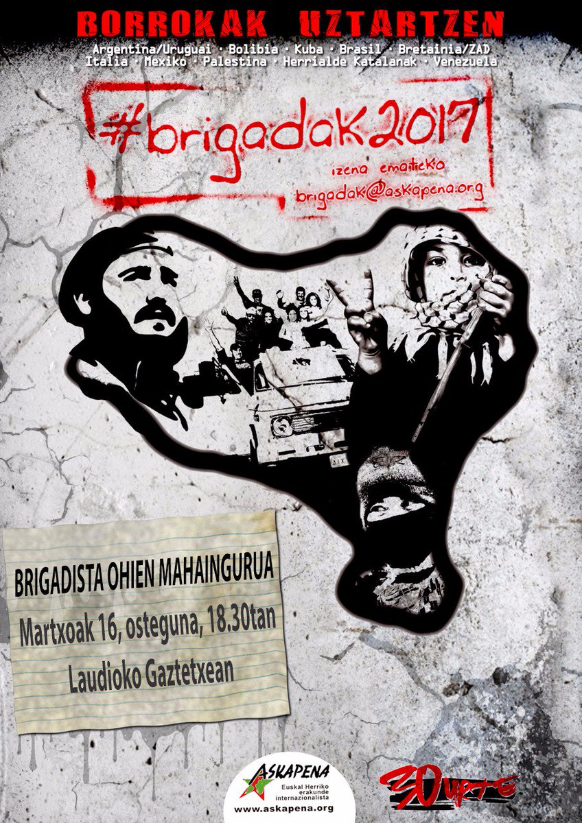 Datorren martxoaren 16an #Brigadak17 ren aurkezpena laudioko gaztetxean eskualdeko brigadista ohiekin! <a href="/aiaraldea/">Aiaraldea.eus</a>