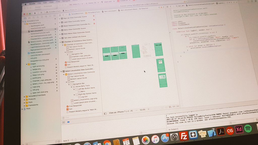 TallLime's tweet photo. Development of 'Yellow Belly Trails' for @lincscham @LoveFoodLincs is coming on apace ahead of the launch next month 😀 #Lincoln #AppDev https://t.co/yhKiQ1ew24