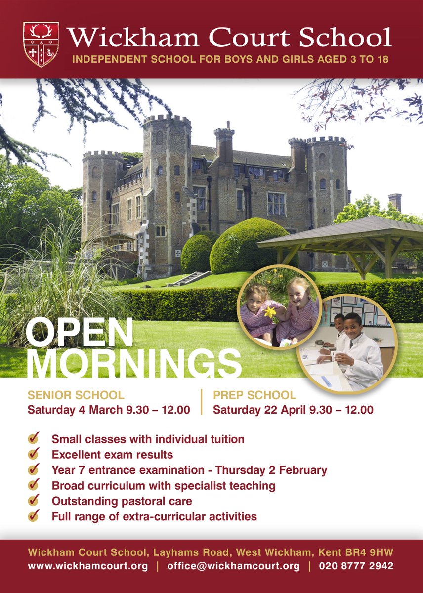 Considering Independent Senior schools? Visit Wickham Court School Open Morn this Saturday #opendays <a href="/BromleyWOT/">Bromley Whats On</a> <a href="/beckenham/">BeckenhamTown 🇪🇺</a> <a href="/BeckBromFL/">#BeckBromFL ©2012</a>