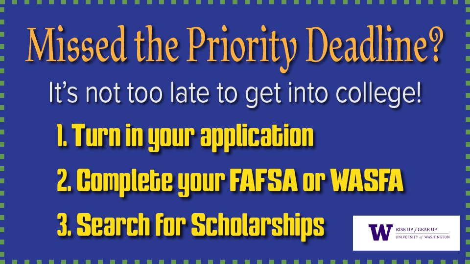 UWGEARUP's tweet image. If you missed the college's #PriorityDeadline - It's not too late! Turn in your application, complete the FAFSA, search for scholarships.