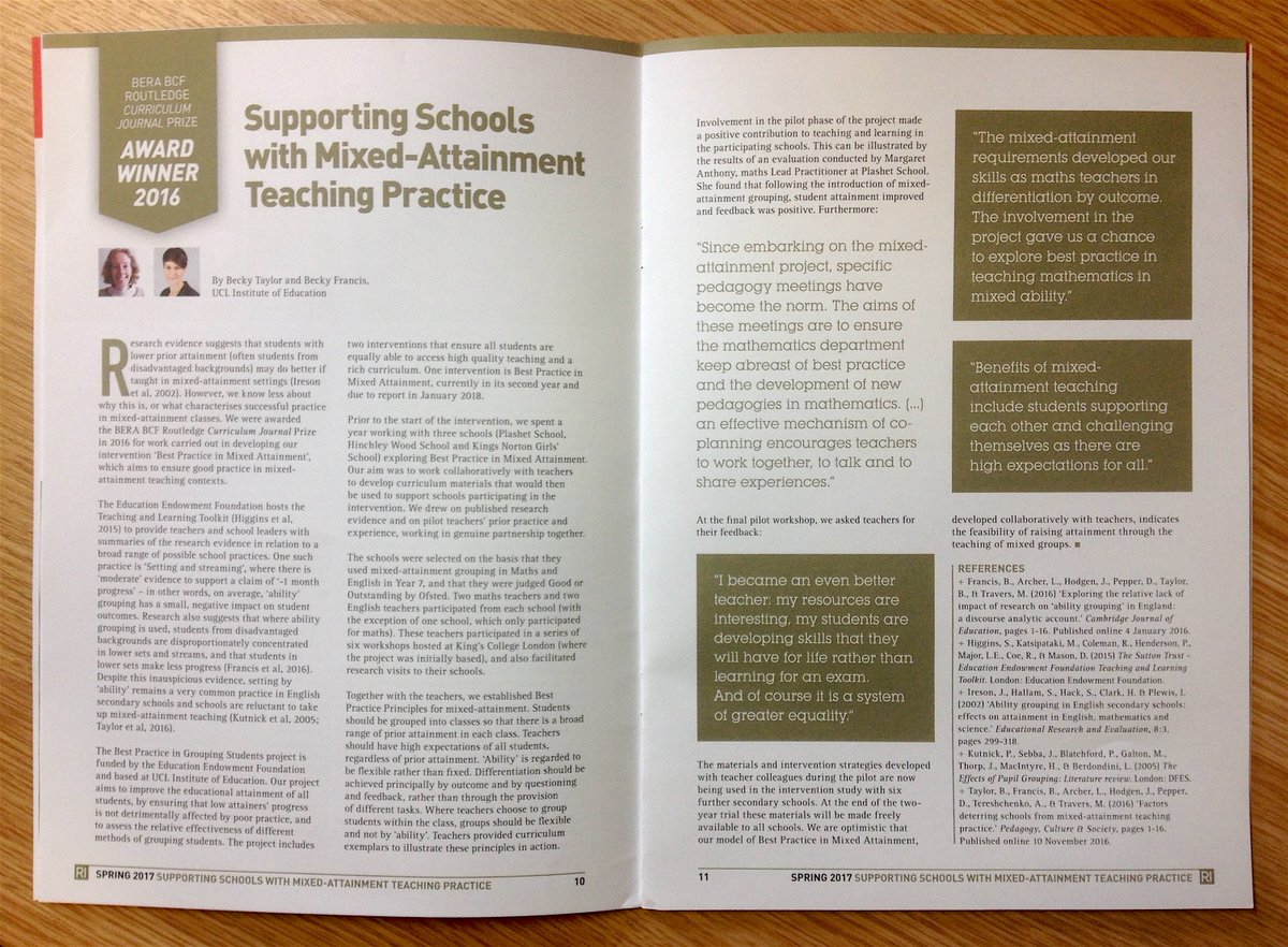 Grouping Study (@groupingstudy) on Twitter photo Article by our <a href="/BeckyFrancis7/">Prof Becky Francis</a> & Becky Taylor in Spring 2017 <a href="/BERANews/">BERA</a> Research Intelligence <a href="/IOE_London/">UCL Institute of Education</a> <a href="/JeremyHodgen/">Jeremy Hodgen</a> #mixedattainment Article by our <a href="/BeckyFrancis7/">Prof Becky Francis</a> & Becky Taylor in Spring 2017 <a href="/BERANews/">BERA</a> Research Intelligence <a href="/IOE_London/">UCL Institute of Education</a> <a href="/JeremyHodgen/">Jeremy Hodgen</a> #mixedattainment