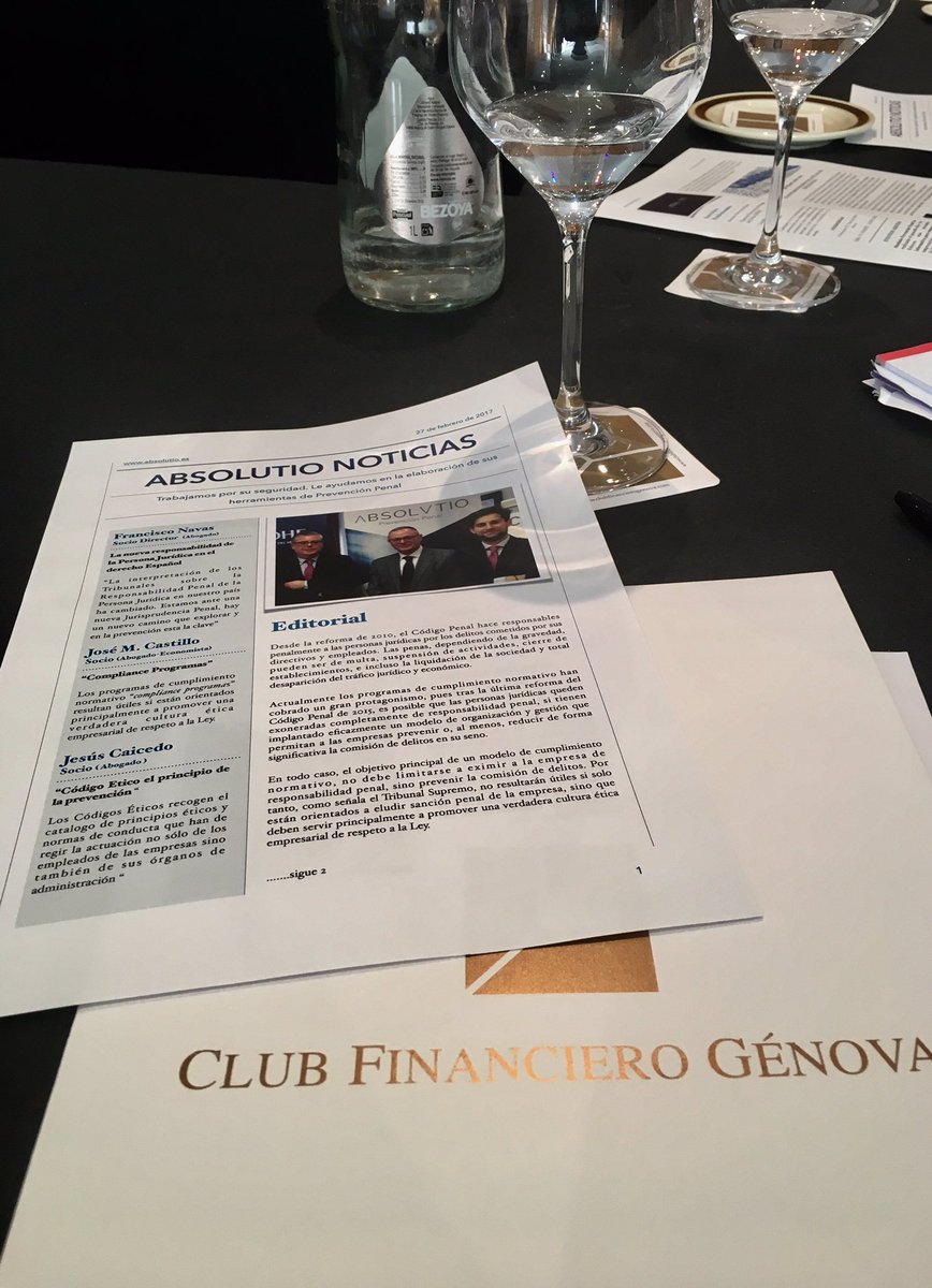 jesuscaicedogar's tweet photo. @absolutiofnavas  presentacion de absolutio prevencion penal en el club financiero de genova. #compliance #PPRD #españa #madrid https://t.co/NC0XruLcyG
