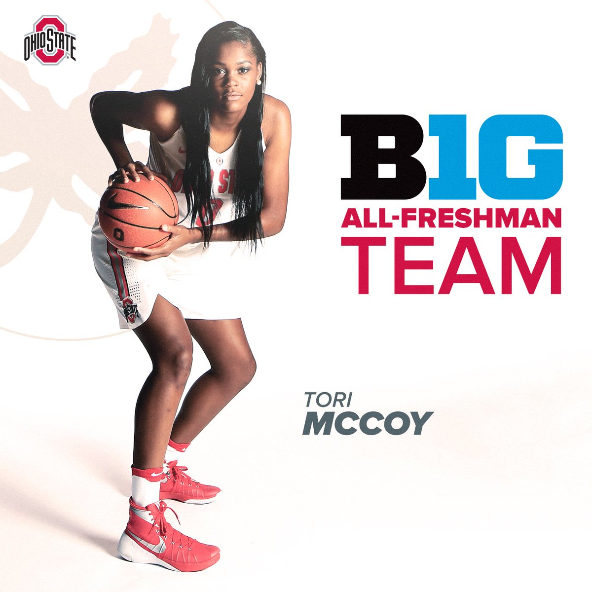 OhioStateWBB's tweet photo. Congrats to @torimccoy23 on being named to the Big Ten All-Freshman Team #GoBucks https://t.co/hlG7R3Gpo7