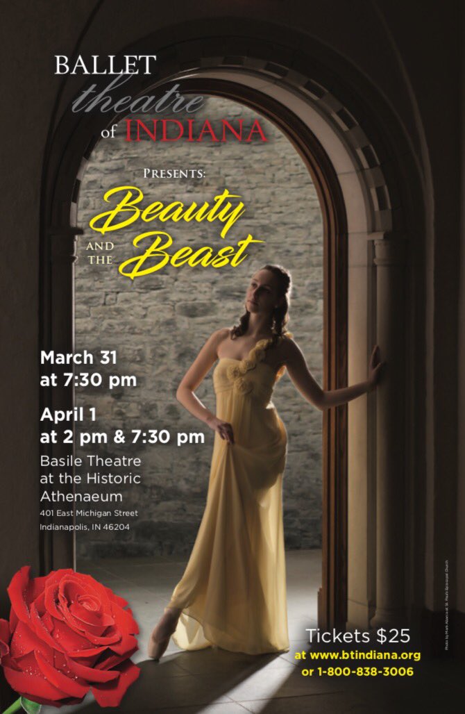 Our debut of Beauty and the Beast is underway! Get your tickets now! March 31-April 1. Btindiana.org/events
