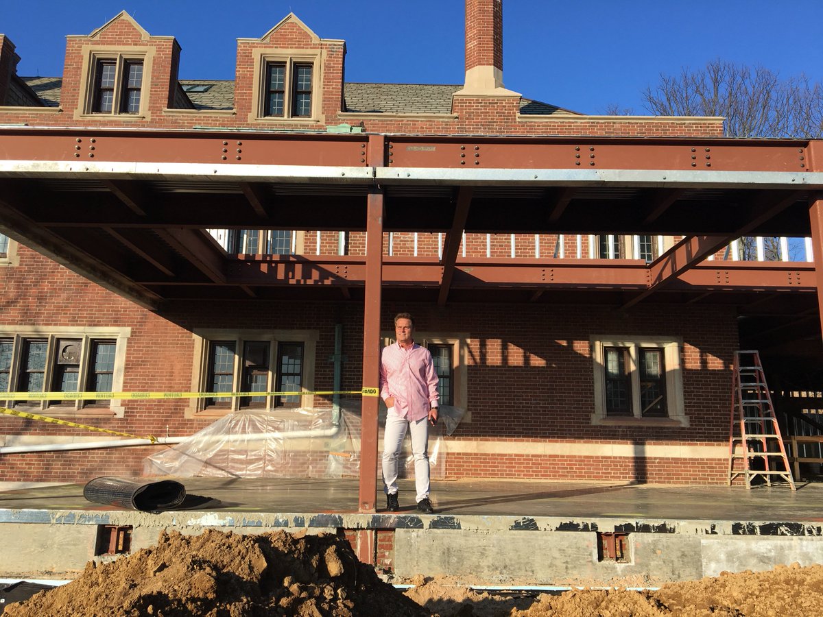 bobw1912's tweet photo. One small step for #Natirar, one large step for the Mansion: another day of construction complete as I stand on fresh concrete #progress https://t.co/UAgcZSkE6F