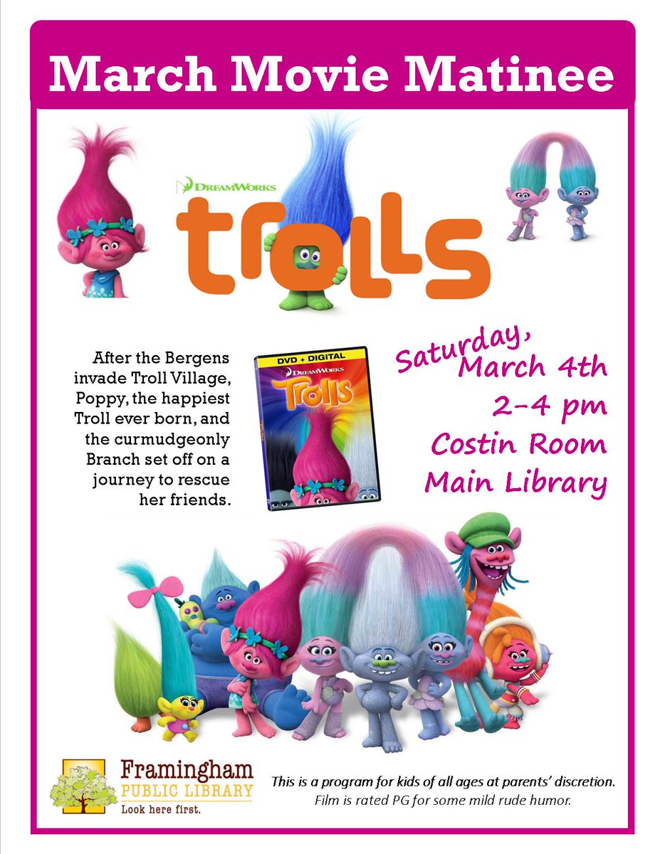 Happy Monday! If you need something to look forward to this week, we have 2 fun events going on <a href="/FramPub/">Framingham Library</a> this Saturday! We hope to see you!