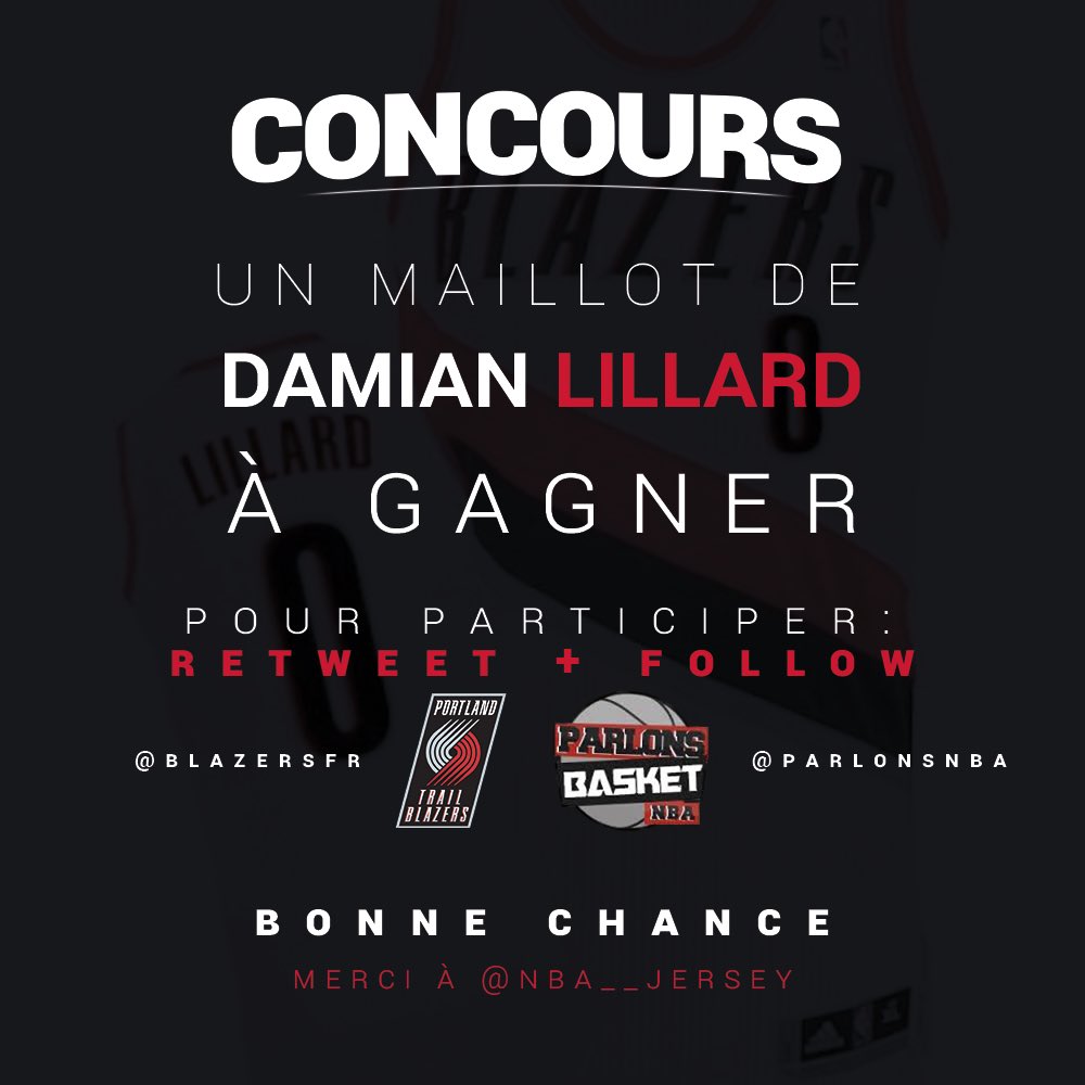 🔴 CONCOURS : Un maillot de Damian Lillard à gagner, pour participer, RETWEET + FOLLOW @BlazersFr et <a href="/ParlonsNBA/">Parlons NBA</a>.