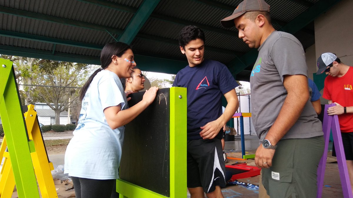 ALPFAUF's tweet photo. UF ALPFA chapter volunteering with Project Makeover at Stephen Elementary. We built easels! @projectmakeover  @ALPFAOrlando.@ALPFATampaBay https://t.co/T9KSQF3P4W