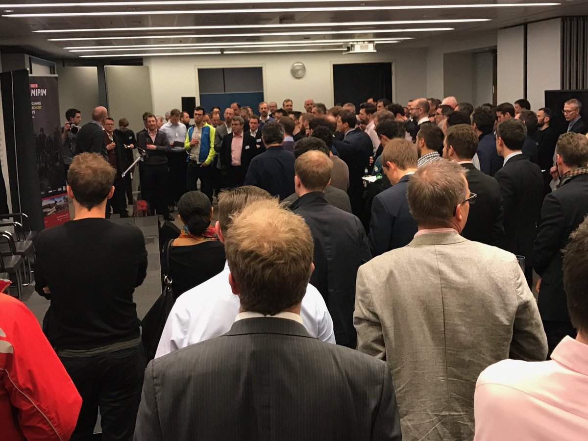 ClubPeloton's tweet photo. Incredible turnout for the last @LGIM #cycletoMIPIM rider briefing... getting all the final details &amp; kit ahead of departure next week! https://t.co/2W9AyinVMd