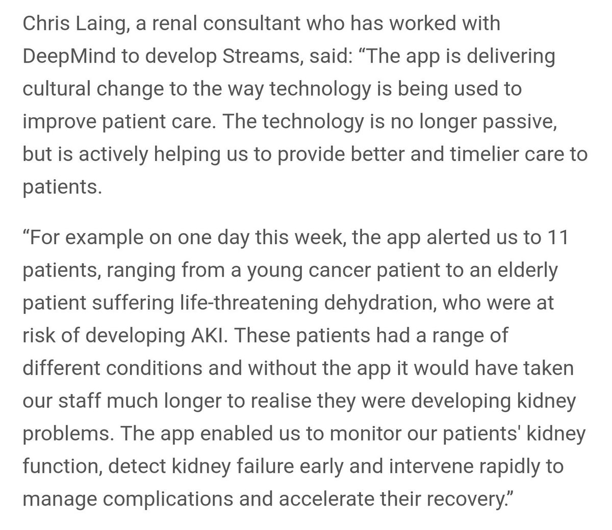 ManeeshJuneja's tweet photo. Good to see @DeepMindAI's app impacting patient care AND culture  https://t.co/IDzaHwaTQj HT @mustafasuleymn #NHS #DigitalHealth https://t.co/bSDxSLD4KT