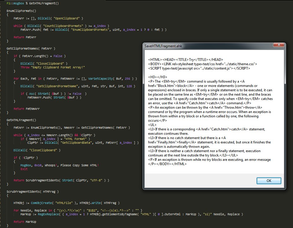 CW_DTech's tweet image. GetHTMLFragment() cross browser function using @Microsoft #Win32API calls & @AutoHotkey ( final tests ) >> git.io/vyL5m