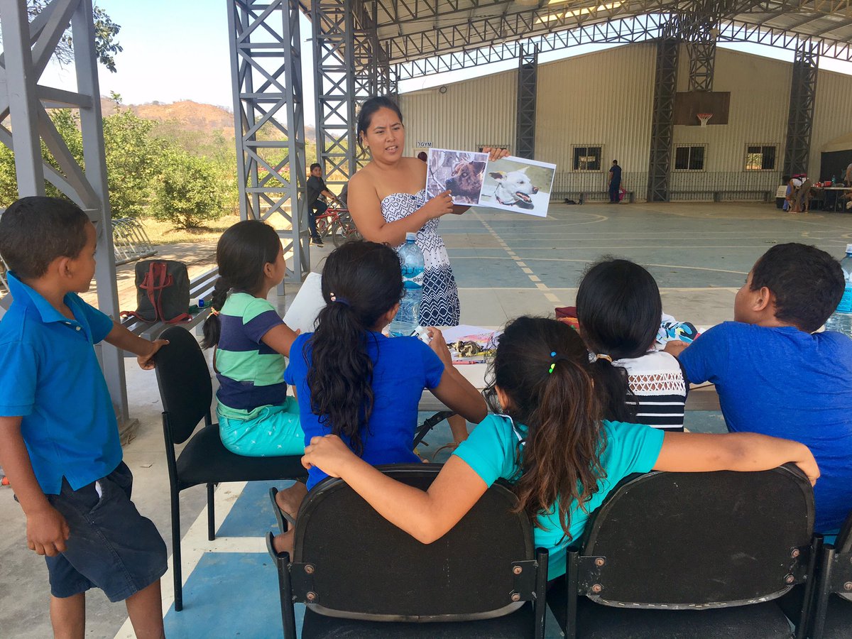 We're in #Nicaragua training local volunteers to implement our pilot programming, including lessons on #empathy and canine body language