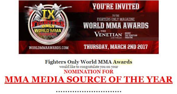 Way to go <a href="/sherdogdotcom/">Sherdog</a> on your nomination for @fightersonly Magazine's "MMA Media Source of the Year!"