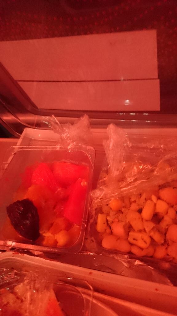 saritblack's tweet photo. @EmiratesSupport disappointed in getting served frozen food today #Emirates previous flights with you were great, what happened? https://t.co/TTjRqD25y1