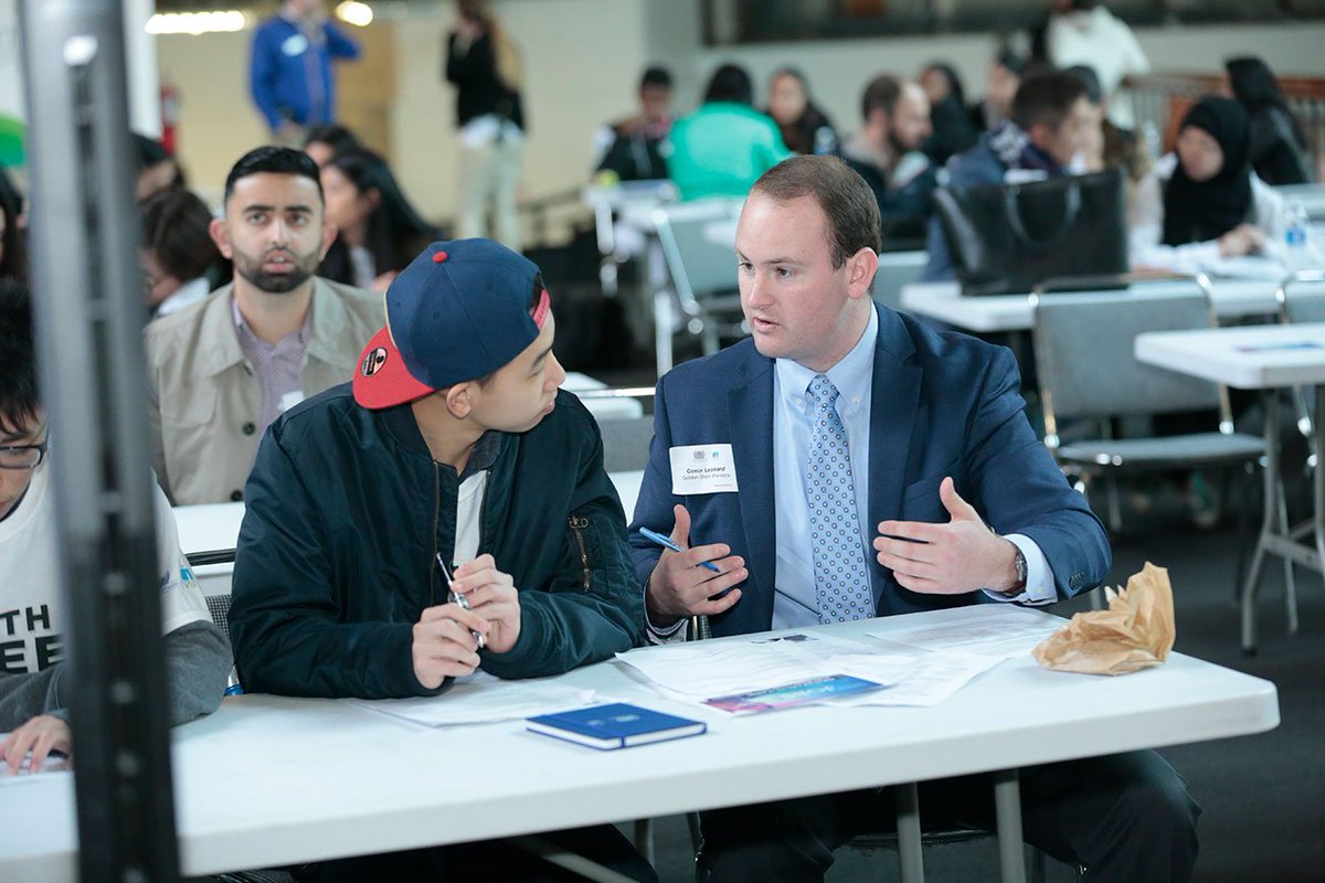 warriors's tweet photo. .@IanClark recently joined 100 high school students at @iHangarSF for #PGELocalWarriors Career Summit to share his path to the NBA &amp; more! https://t.co/a4rIowy113