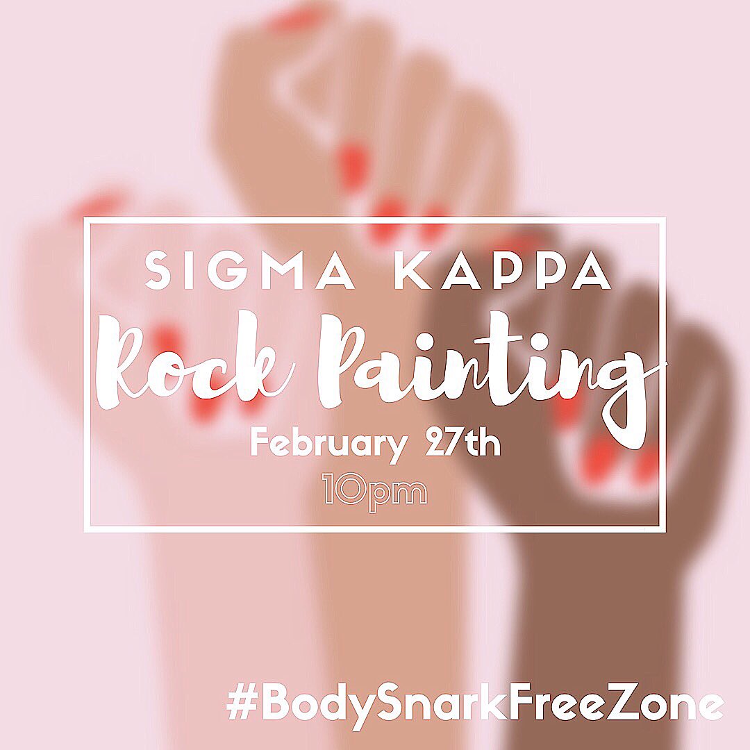 Join us tonight for our first open rock painting of the semester! ✊🏻✊🏽✊🏾💞#BodySnarkFreeZone #BodyAwarenessMonth