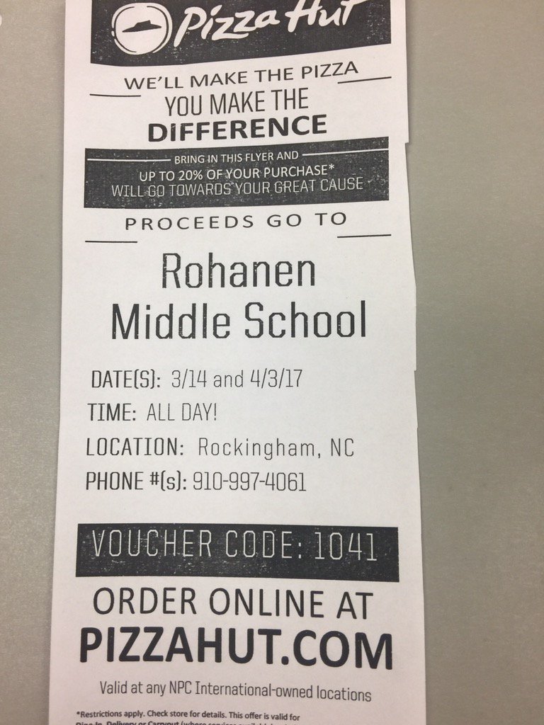 RMSRebels's tweet photo. Kick off March Madness with RMS and Pizza Hut.  March 14th  @rcsraiders https://t.co/CTT6OeOKgK