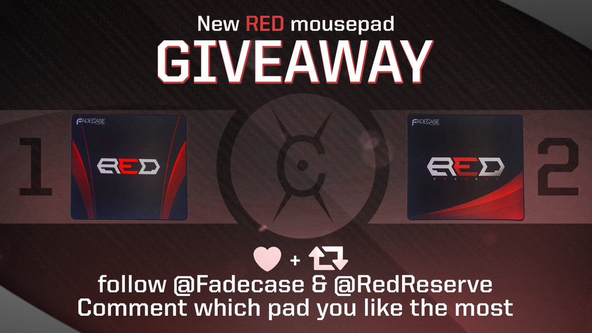 fadecase's tweet photo. RED Mousepad Launch GIVEAWAY Like + RT and follow @RedReserve &amp; @fadecase 

And comment which mousepad you like the most! https://t.co/mkZzWldT1O