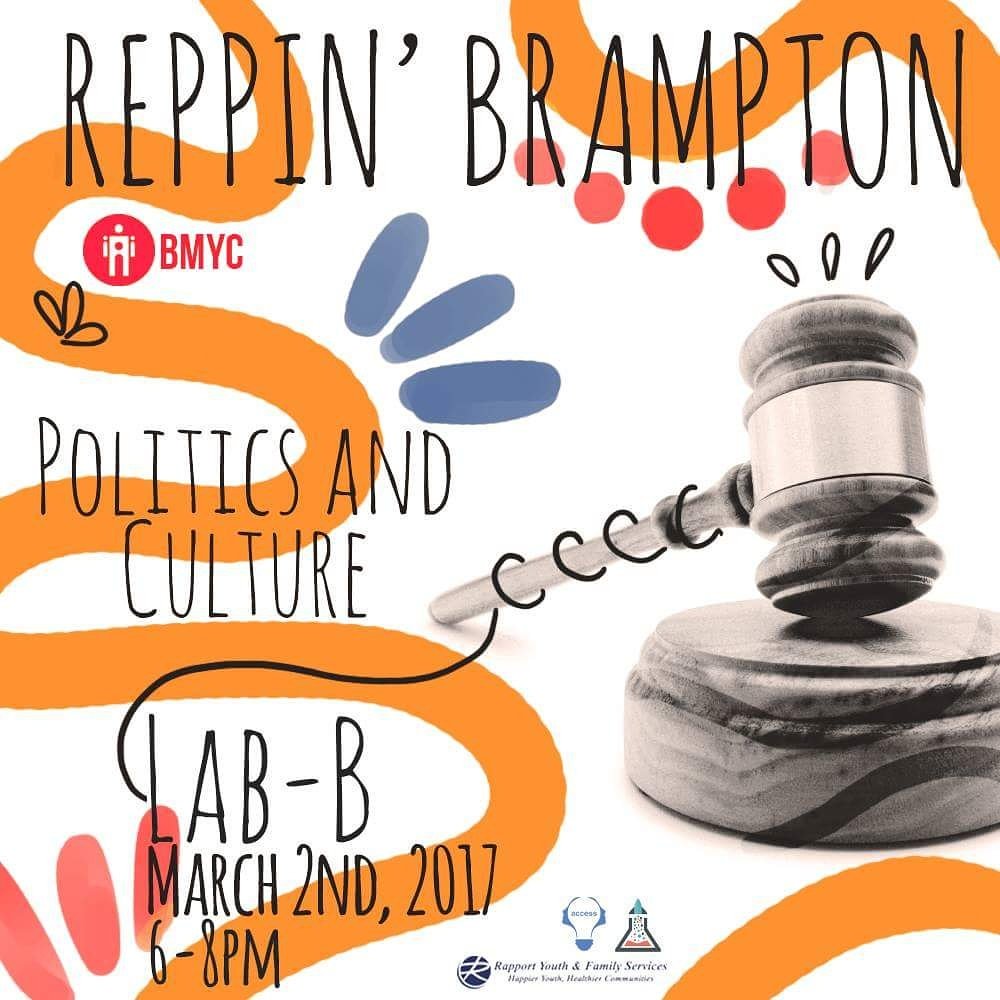 BMYC4diversity's tweet photo. Make sure to come out to BMYC's next Reppin' Brampton workshop on Politics this Thursday, March 2nd, 2017 at Lab B! https://t.co/8dUzmpRQ8V https://t.co/teINTvVDzY