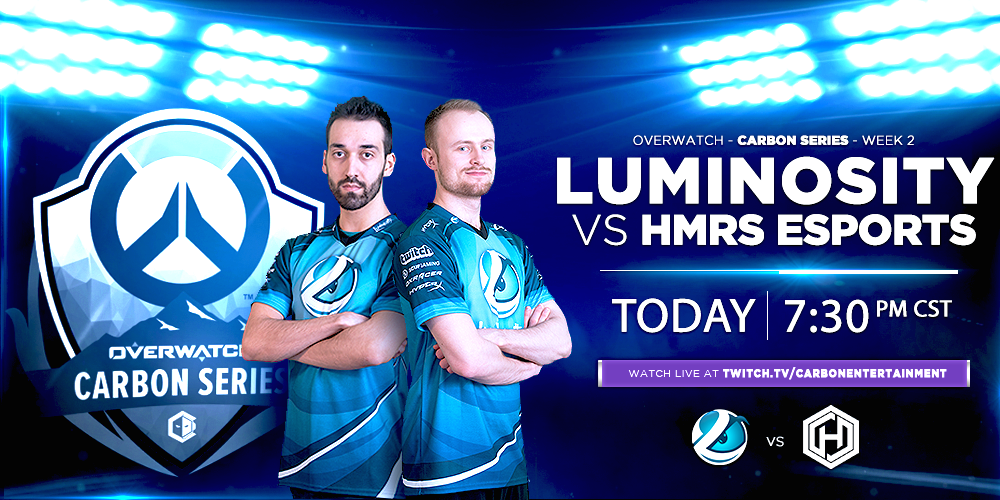 Luminosity's tweet photo. The Overwatch Carbon Series is back at 7:30pm CST with #LGOW facing @Hammers_Esports to kick off Week 2!

#GOLG

https://t.co/k6phxxRGgQ https://t.co/ToUQFlR6Dy