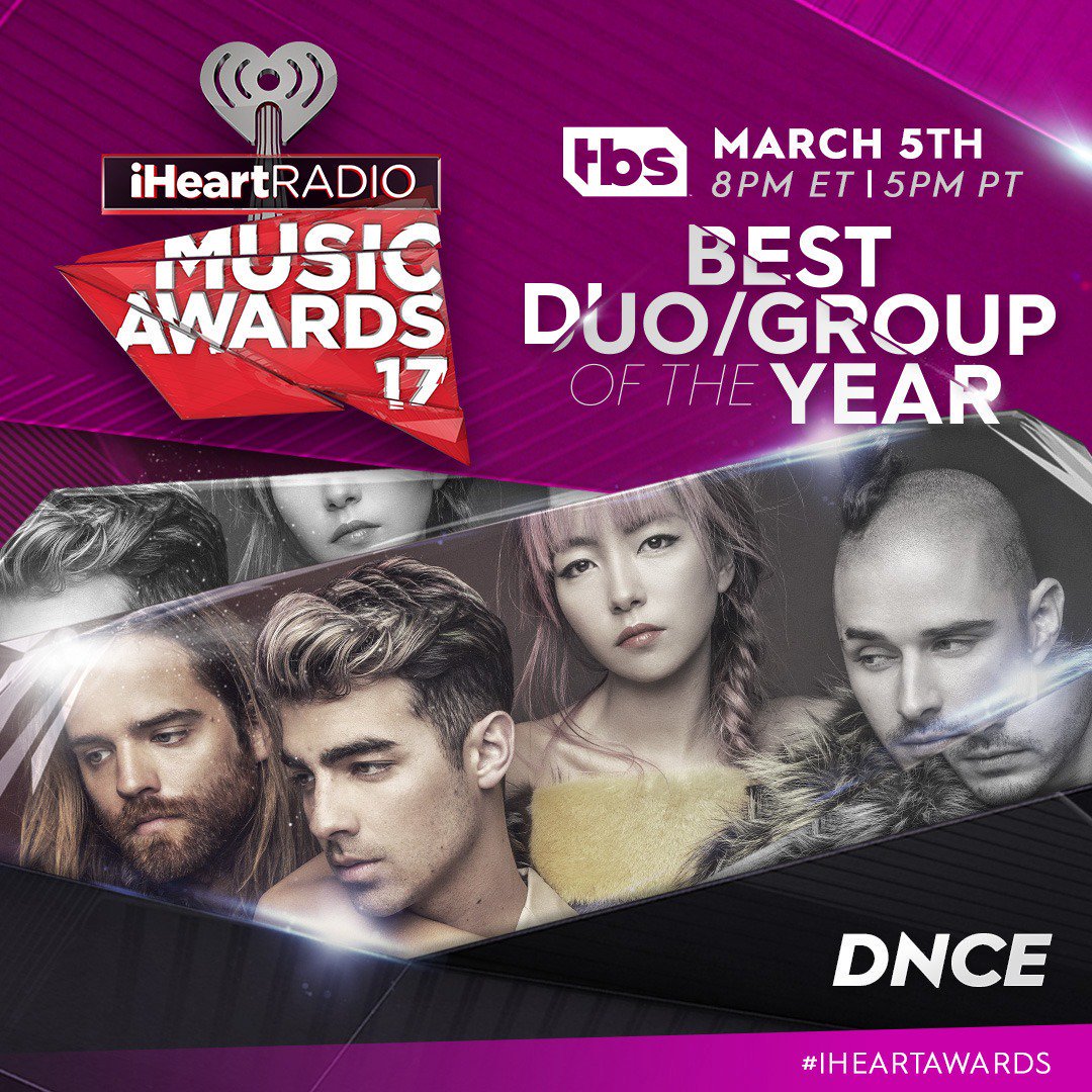 DNCEPhilippines's tweet photo. You can vote using the hashtags, #DNCE #DuoGroup #iHeartAwards @dnce @joejonas @jinjoomusic @colewhittle @JackLawless https://t.co/4ajd7j4Ixn