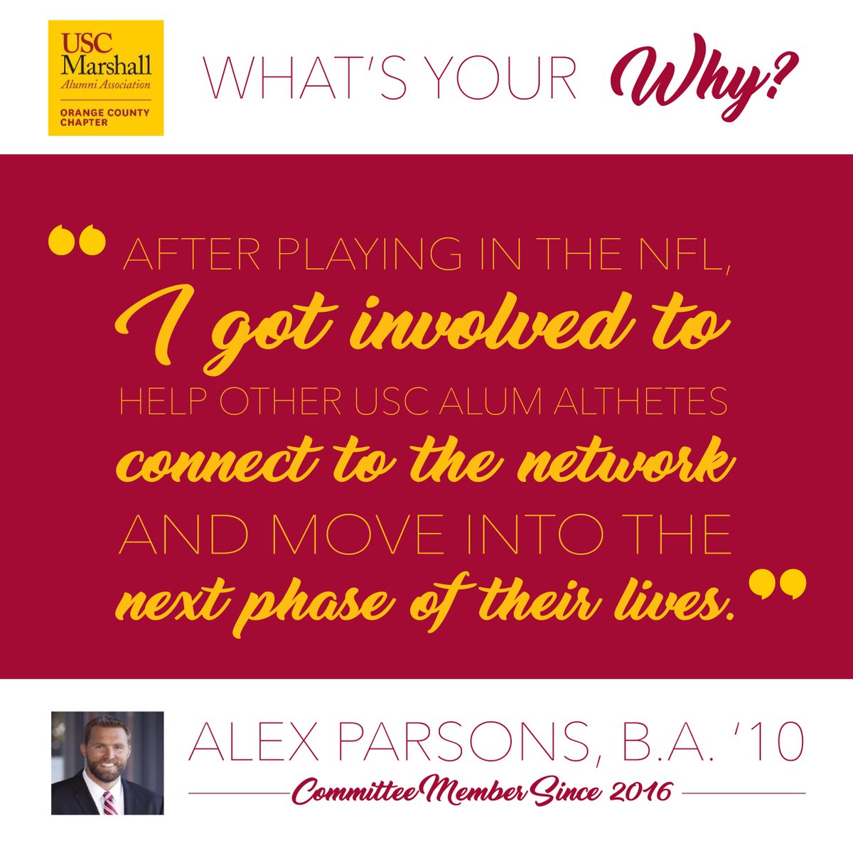 USCMarshallOC's tweet photo. .@A_Parsons67 wants to help your career transition; meet him at Career Day this Sat! https://t.co/YtoBcFkBFX #StartWithWhy #USC #Career https://t.co/qPkI6y2mim