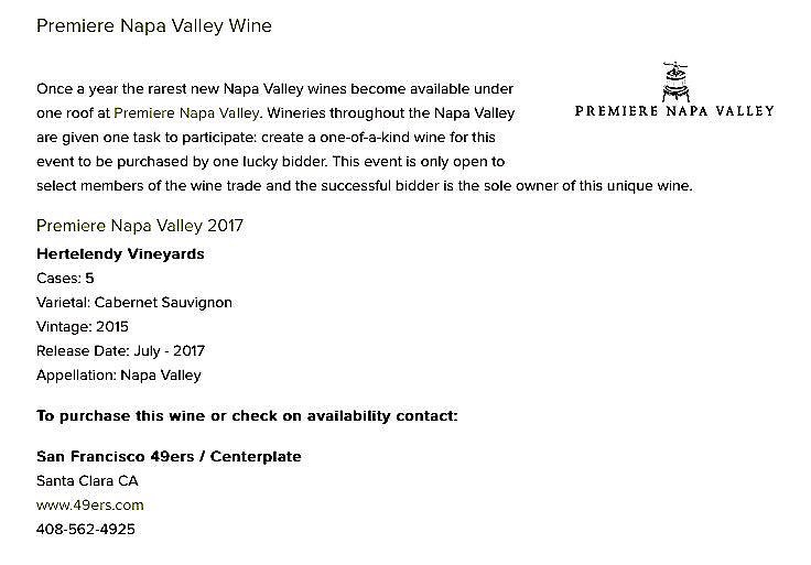 Congrats to the SF 49ers for winning our Lot 191 Cabernet! We are proud to support the Napa Valley Vintners. #PNV17 #Napa #lot191 #💯