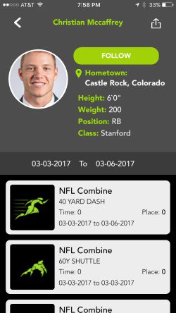 MyCombinePro's tweet photo. Now follow McCaffery kill the Combine #nflcombine 
#stanfordfootball
This profile will go viral!!!!!!
#mycombineprofile.com https://t.co/8YOyxt6FM9