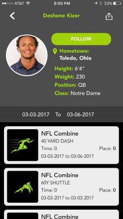 MyCombinePro's tweet photo. Kizer Deshone takes on the NFL COMBINE!!
#kizerdeshone
https://t.co/7QuKtGtyad
Follow on the my combine profile APP! https://t.co/1lnAFcnAXc