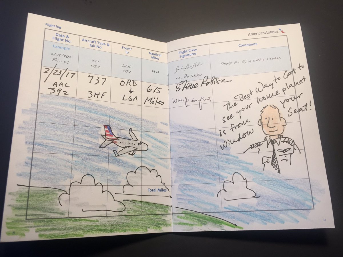 Great memento from baby Tess's first flight last week. TY to the <a href="/AmericanAir/">americanair</a> crew and their artistic talent!