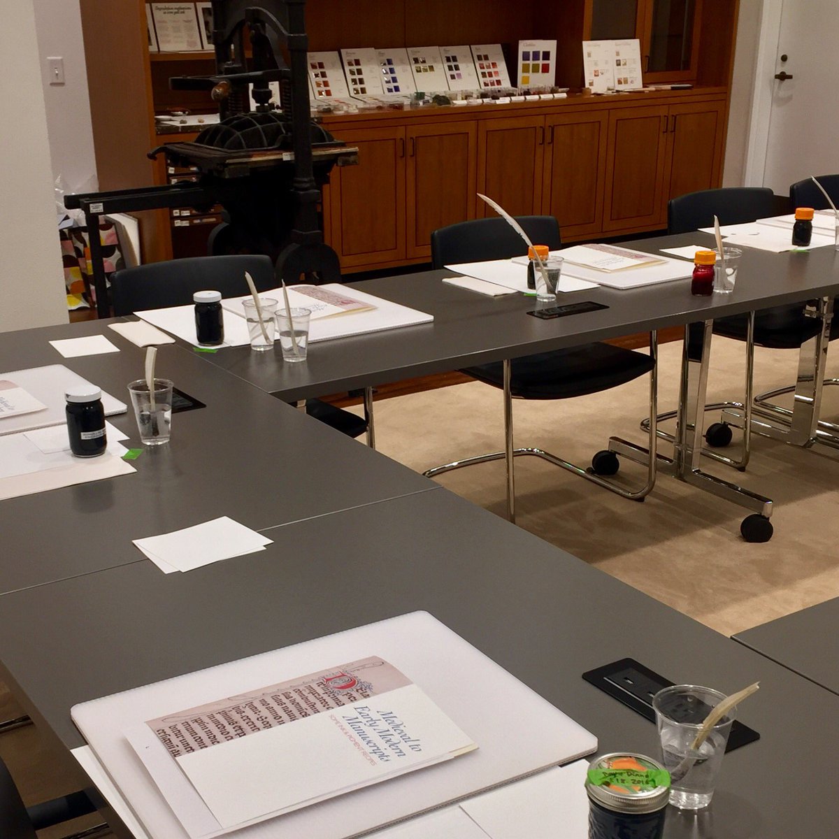 BeineckeLibrary's tweet photo. Medieval to early modern manuscript #makerspace in the Beinecke https://t.co/kGlJhOoRRH