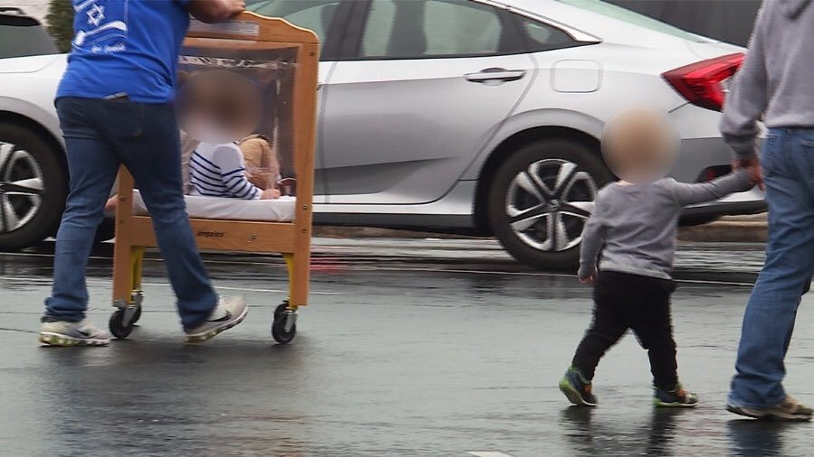 howiewolf's tweet photo. This is Jewish life in the US under Trump. Kids evacuated in rolling cribs from JCCs because of bomb threats. 20 today - pic from Birmingham https://t.co/VOO6oDrH2S