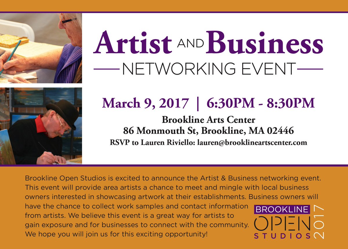 BrookOpenStudio's tweet image. New Event Date: March 9th. We are connecting artists with businesses interested in showcasing artwork. Sign up here! goo.gl/MkwKim