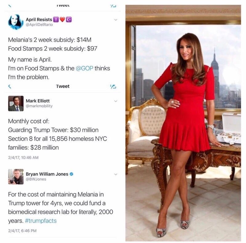 DemocratDignity's tweet image. Melania should move to D.C. and maybe we could put the leftover money towards helping those in poverty. It&apos;d be more productive.