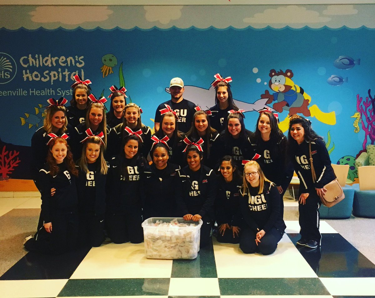 NGUcheer's tweet photo. We had a great time today volunteering at the Children's Hospital of Greenville Health System. https://t.co/ANRGPiLRke