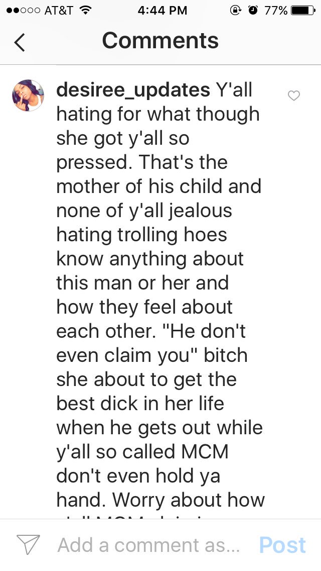 desiree_updates's tweet photo. I had to go off on these hoes under the post that Desiree posted on chres page. Y'all pressed for no reason y'all being rude for nothing https://t.co/UwzEWhWNwW