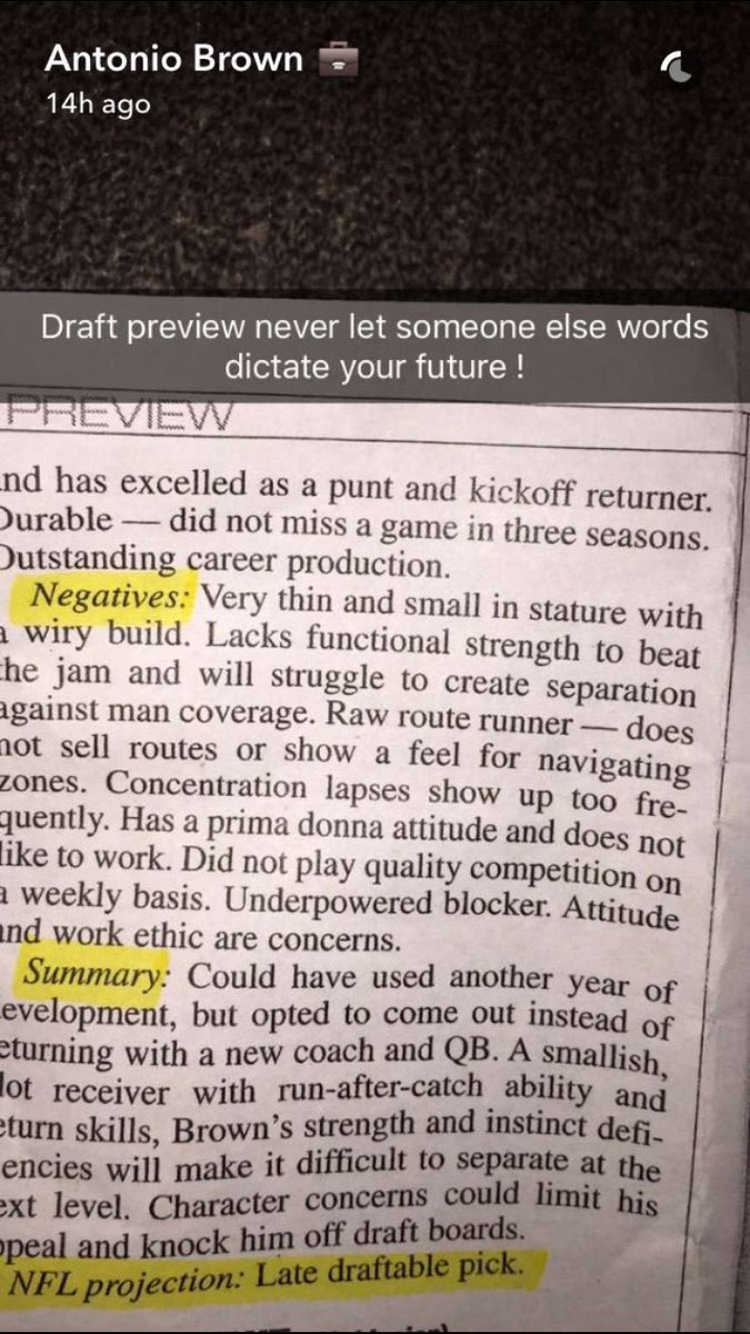 Steiny31's tweet photo. Here's Antonio Brown's pre draft scouting report. He just signed the richest WR deal in NFL history. https://t.co/Dzu2qItQSE